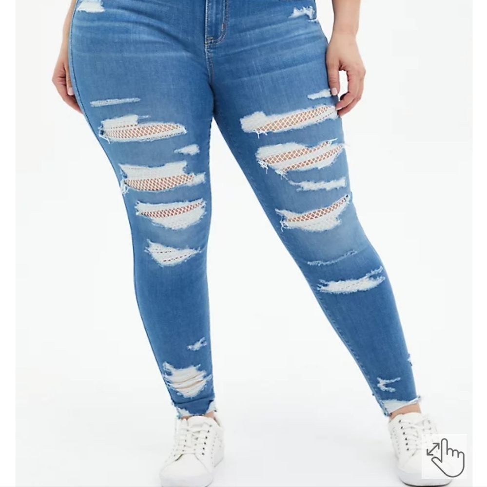 Torrid Sz 10 Fishnet Skinny Jeans